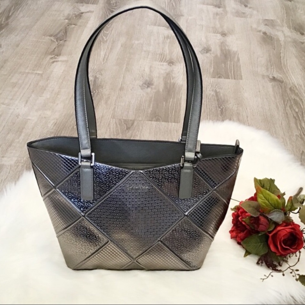 Calvin Klein Silver Metallic Shoulder Bag